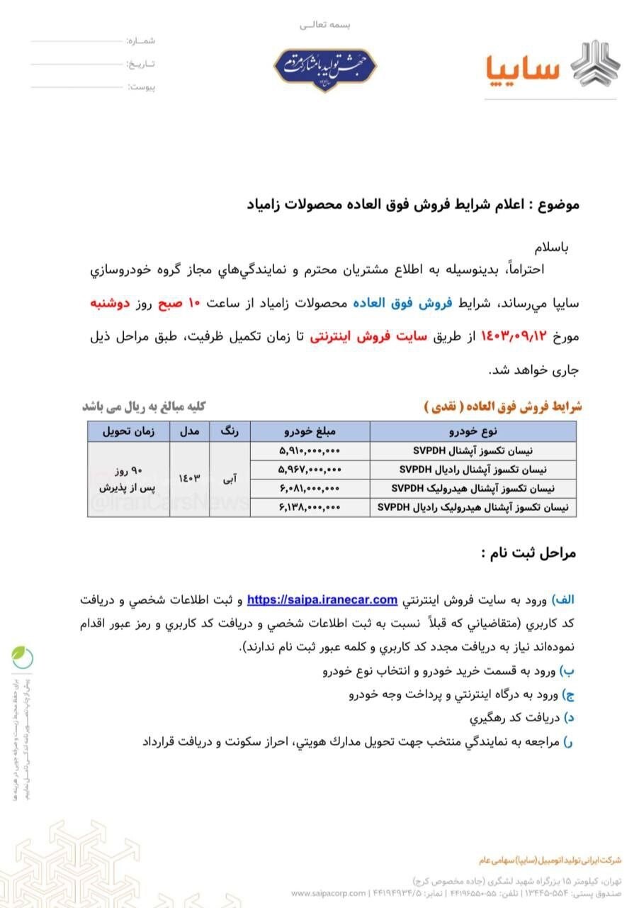 آغاز ثبت نام سایپا؛ فروش ۴ خودرو با قیمت کارخانه و تحویل ۹۰ روزه 003