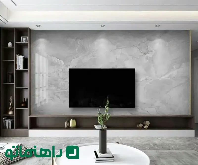 ترندهای دکوراسیون ۲۰۲۵؛ دیوار پشت تلویزیون را خاصتر کنید! ماربل+شیت.webp