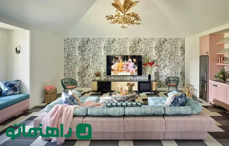 ترندهای دکوراسیون ۲۰۲۵؛ دیوار پشت تلویزیون را خاصتر کنید! کاغذ+دیواری+برای+پشت+تلویزیون.webp
