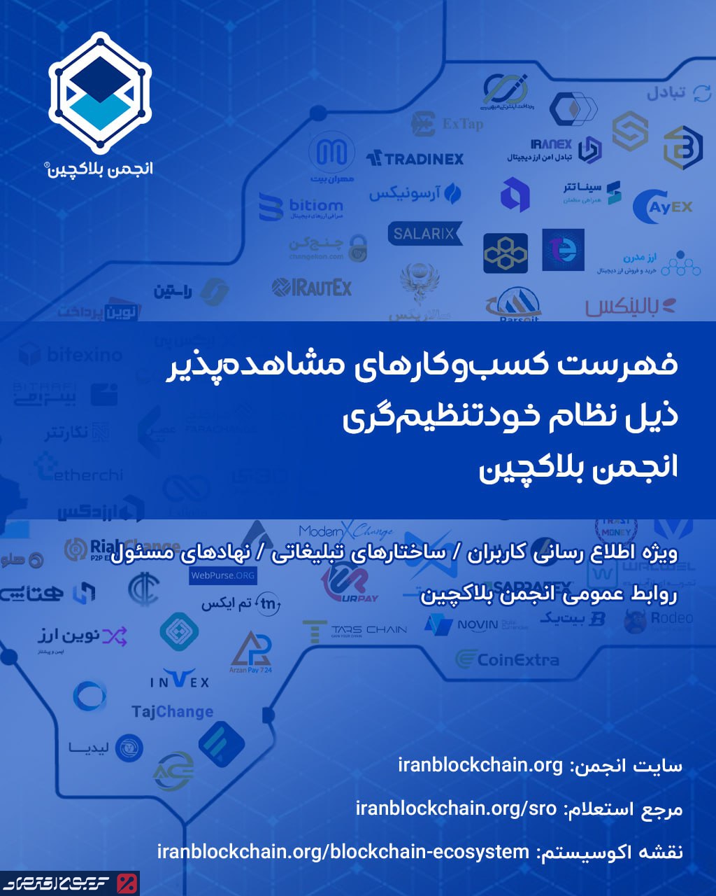 انتشار فهرست کسبوکارهای مشاهده پذیر ذیل نظام خودتنظیمگری انجمن بلاکچین ایران انتشار فهرست کسبوکارهای مشاهده پذیر ذیل نظام خودتنظیمگری انجمن بلاکچین ایران
