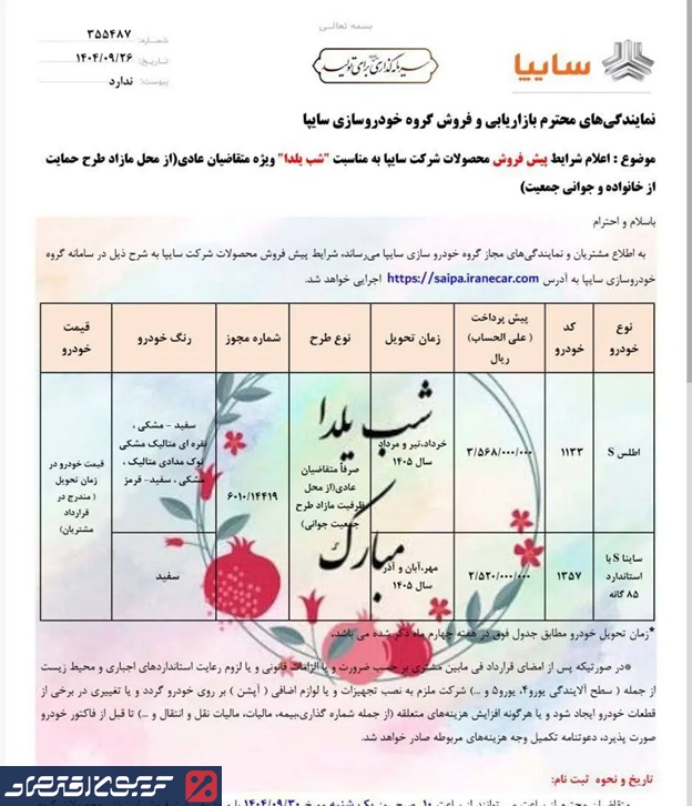 حراج بزرگ سایپا به مناسبت شب یلدا/ با ۳۵۰ میلیون صاحب اطلس شوید + لینک ثبت نام
